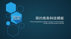 Hexagon creative long shadow style simple dark blue work report ppt template