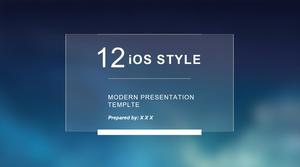 Modèle ppt de style iOS européen et américain minimaliste translucide fond bleu rêveur