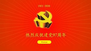 Warmly celebrate the 97th anniversary of the founding of the party-party day ppt template