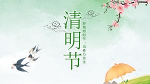 Peach blossom swallow spring breeze small fresh chinese style qingming festival ppt template