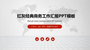 World map background gray red flat business work report ppt template