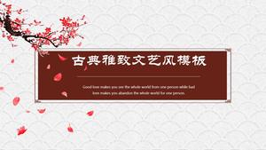Elegant gray ocean wave auspicious pattern background simple ancient and elegant literary Chinese style ppt template