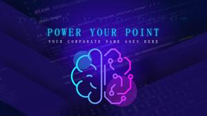 Brain creative circuit diagram bright blue and purple color business electronic style ppt template