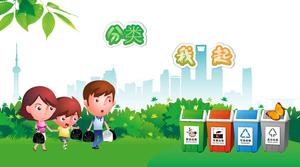 Klasifikasi sampah dimulai dengan template ppt tema perlindungan lingkungan saya-hijau