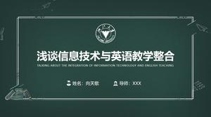 Tebeşir elle çizilmiş tahta arka plan Zhejiang Üniversitesi genel akademik mezuniyet tezi savunma ppt şablonu