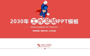 Plantilla de ppt de informe de resumen de trabajo de fin de año personal atmósfera roja de dibujos animados en 3D pequeño superman