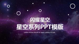 Círculo creativo gráfico translúcido cielo estrellado púrpura estilo iOS informe de trabajo plantilla ppt