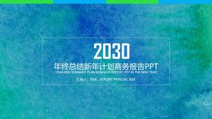 啞光水彩藍色背景簡約線框和標題文本佈局覆蓋工作計劃業務報告ppt模板