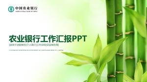 Sección de bambú hoja de bambú cubierta verde pequeño banco agrícola fresco informe de trabajo plantilla ppt