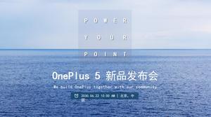 Modelo de ppt de lançamento de produto minimalista alto OnePlus para celular OnePlus 5