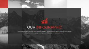 Gray puzzle creative cover red and black color flat graphic layout European and American business work report ppt template