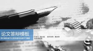 Fountain pen background cover blue gray simple and delicate flat thesis defense ppt template Fountain pen background cover blue gray simple and delicate flat thesis defense ppt template