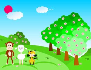 Orman yarışı yarışma elle çizilmiş vektör karikatür hayvanat bahçesi çocuk günü ppt şablonu