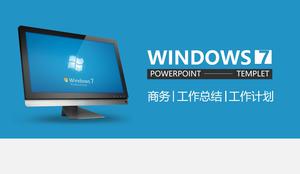 Microsoft albastru Windows desktop temă simplă și plană sumar raport de lucru șablon ppt