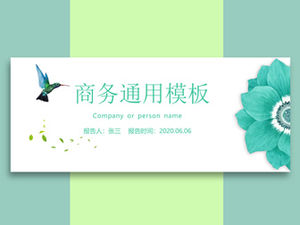 Plantilla de ppt general de negocios de estilo literario verde fresco pequeño UI de estilo de tarjeta
