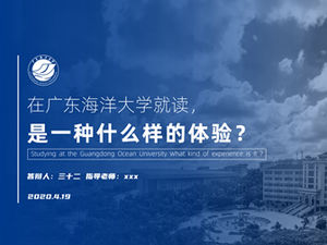 Guangdong Okyanus Üniversitesi'nin tez savunması için okyanus mavisi degrade genel ppt şablonu
