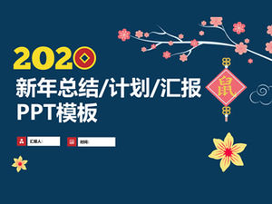 Ameixa de inverno nó chinês modelo ppt simples e atmosférico do tema do festival da primavera