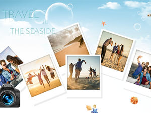 Beautiful and practical travel photo album ppt template with multiple layout schemes