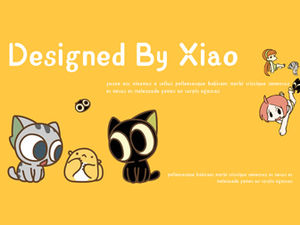 간단하고 귀여운 만화 Feng Luo 검정 (작은 검은 고양이) 테마 PPT 템플릿