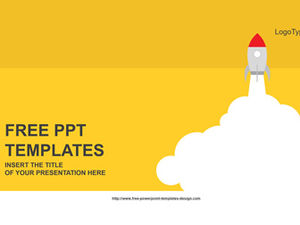 小火箭卡通風格的業務報告一般ppt模板，自己填滿圖片