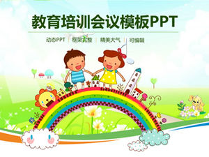 Cute cartoon style elementary school education teaching plan ppt template