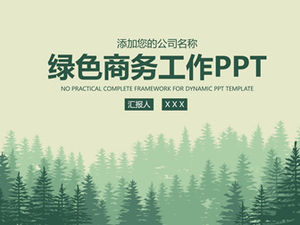 矢量森林背景綠色平面業務報告通用ppt模板