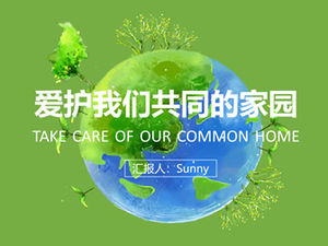 Caring for our common home-earth environmental protection theme ppt template