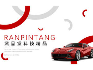 Exibição de carro esportivo e introdução modelo de ppt estilo revista de moda vermelha paixão