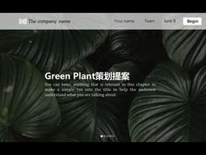 Zielona roślina mały świeży magazyn w stylu planowania projektu propozycji planu szablon ppt
