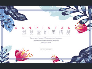 Watercolor leaves flowers beautiful small fresh education teaching summary plan ppt template