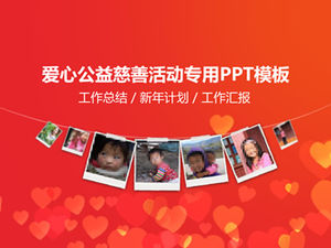 Red little love background pay attention to left-behind children charity activities public welfare publicity ppt template