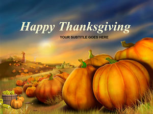 Happy Thanksgiving Pumpkin Corn Food Theme Szablon ppt Dziękczynienia (3 zestawy)