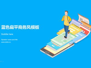 Berjalan dalam ilustrasi pesan ponsel gambar utama template laporan kerja bisnis datar biru