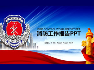 Plantilla ppt de informe de trabajo de bombero de presentación de conocimientos de protección contra incendios