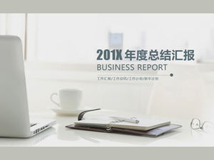 Elegante plantilla ppt de informe de resumen de trabajo empresarial de estilo simple y fresco gris