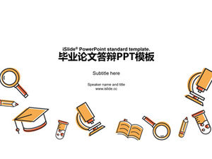 Orange education teaching cartoon icon fresh student thesis defense general ppt template