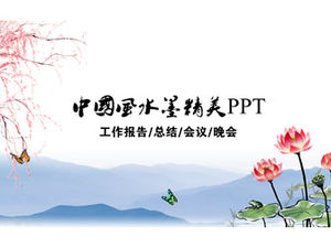Template ppt laporan kerja gaya Cina lotus dan musim dingin yang manis