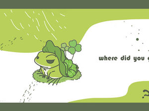 Where have you been, my cub? ——Travel frog theme ppt template