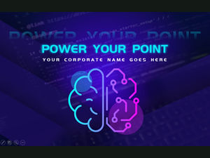 腦創意電路圖亮藍紫色商務電子風格ppt模板