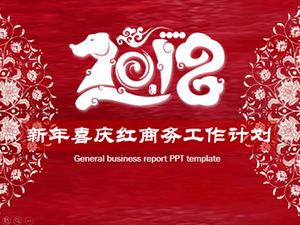 Nowy rok świąteczny czerwony biznes plan pracy szablon ppt