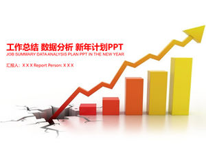 Breaking ground up trend arrow data analysis year-end work report ppt template