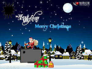 Merry Christmas-Christmas blessing cartoon animated greeting card ppt  template PowerPoint Templates Free Download