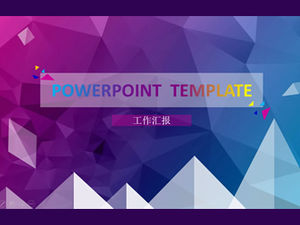 Plantilla de ppt de informe de resumen de trabajo de gama alta de color azul y púrpura creativo de elemento de triángulo bajo
