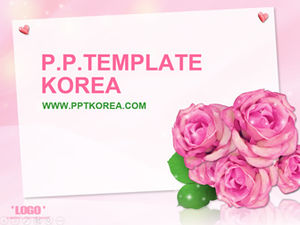 중국 발렌타인 데이를위한 연인 발렌타인 데이 PPT 템플릿을위한 장미 및 인사말 카드
