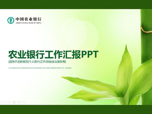 대나무 섹션 대나무 잎 커버 녹색 작은 신선한 농업 은행 작업 보고서 PPT 템플릿