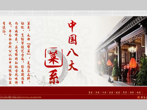 Traditional classical style Chinese eight major cuisine introduction ppt template