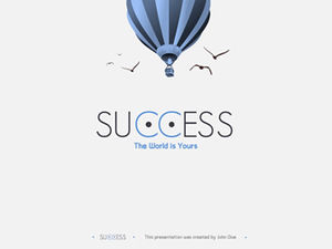 Hot air balloon seagull success flat atmosphere blue European and American wind half-year work report ppt template