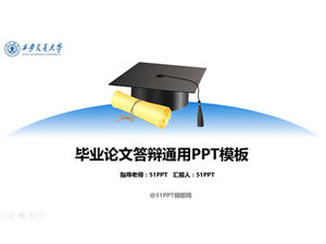 Chapeau de docteur et feuille de réponses Modèle ppt de soutenance de thèse générale de l'Université Xi'an Jiaotong