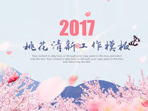Peach blossom in spring-relaxed atmosphere, fresh work report dynamic ppt template