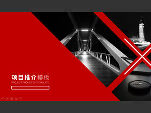 Plantilla ppt de promoción de presentación de proyecto de marco completo de estilo de revista de moda de color negro y rojo fresco